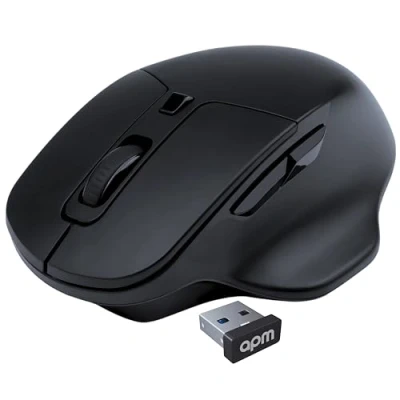 Afbeelding van APM Draadloze kantoormuis, 2,4 GHz, stil, USB ontvanger, instelbare DPI 800/1200/1600, 6 toetsen, batterij inbegrepen, compatibel met pc, Mac, laptop, 571172