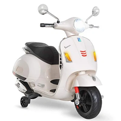 Afbeelding van Homcom Elektrische step voor kinderen, 6 V, afmetingen: 102 x 51 76 cm (L B H), muziek, MP3, USB poort, claxon, koplamp achter, wit, Vespa