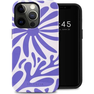 Afbeelding van Selencia Hoesje Geschikt voor iPhone 13 Pro Vivid Backcover Modern Bloom Sapphire Blue