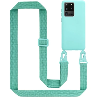 Afbeelding van Cadorabo Mobiele telefoon ketting geschikt voor Samsung Galaxy S20 ULTRA in LIQUID TURKOOIS Silicone beschermhoes met lengte verstelbare koord riem