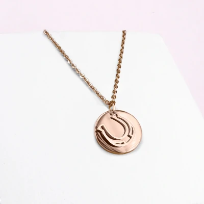 Image de Ponytail&amp;Co Pendentif Pièce de monnaie &amp; fer à cheval Or Rose
