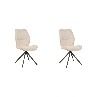 Afbeelding van LABEL51 Eetkamerstoel Comfy Naturel Boucle Zwart Onderstel