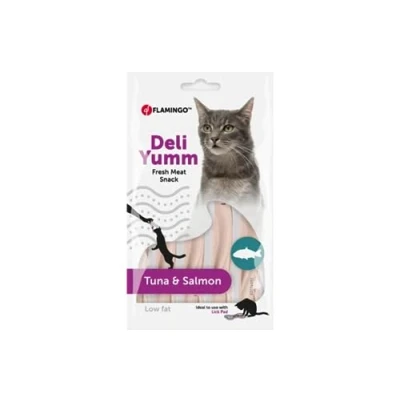 Afbeelding van Flamingo Deli Yumm Fresh Meat Snack Katten Tuna+ Salmon 14gr 1st 130398