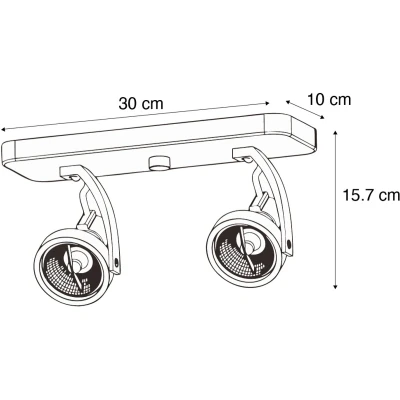 Afbeelding van QAZQA vo Design Plafondspot Spotje Opbouwspot 2 lichts L 30 cm Zwart Woonkamer Slaapkamer Keuken