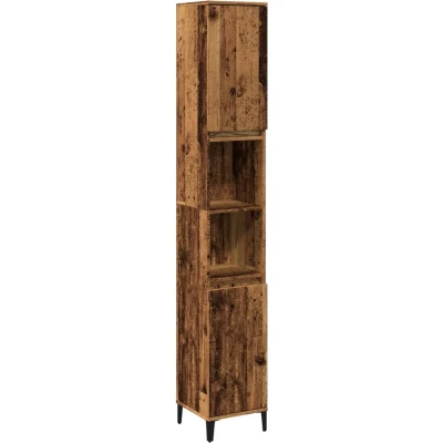 Afbeelding van Badkamerkast 30x30x190 cm bewerkt hout oud houtkleurig