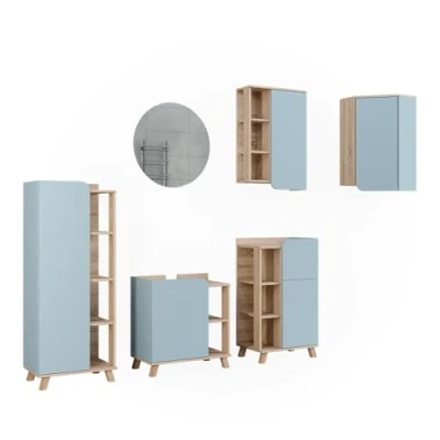 Afbeelding van Vicco Badkamermeubelset Karen, Sonoma/Blauw, 5 delen