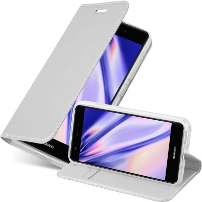 Afbeelding van Cadorabo Hoesje geschikt voor Huawei NOVA in CLASSY ZILVER Beschermhoes met magnetische sluiting, standfunctie en kaartvakje Book Case Cover Etui