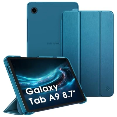 Afbeelding van Fintie Ultradunne beschermhoes voor Samsung Galaxy Tab A9 8,7 inch 2023, doorschijnende achterkant hoes tablet SM X110/X115/X117, pauwblauw