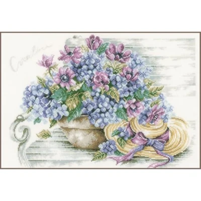 Afbeelding van Lanarte Borduurpakket Hortensias op een bank 0167812