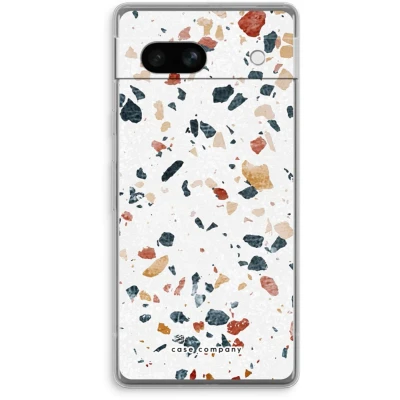 Afbeelding van Case Company® hoesje geschikt voor Google Pixel 7A Terrazzo N4 Soft Cover Telefoonhoesje Bescherming aan alle Kanten en Schermrand
