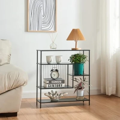 Afbeelding van Console tafel Beesel metaal 65,5x60x20 cm zwart [en.casa]
