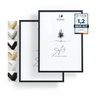 Afbeelding van Heimlich® Forever Fotolijst, DIN A3, van hout, zwart, 30 x 40 cm, met onbreekbaar acrylglas, perfect voor kamerdecoratie, houten fotolijst