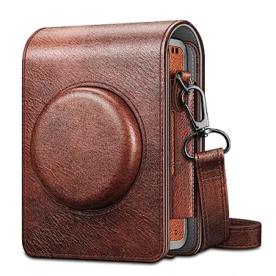 Afbeelding van Fintie Fujifilm Instax Mini EVO Camera Beschermhoes Premium veganistisch leer met afneembare verstelbare riem Vintage bruin