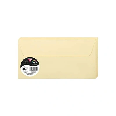 Afbeelding van Clairefontaine 5845C, verpakking met 20 zelfklevende enveloppen, formaat DL, 11 x 22 cm, 120 g/m², kleur: chamois, uitnodiging voor evenementen en correspondentie, Pollen serie, glad papier van hoge