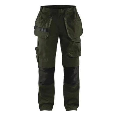 Image de Pantalon services stretch avec poches flottantes vert olive/noir