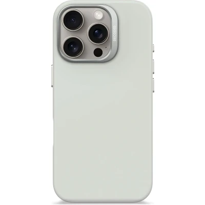 Afbeelding van DECODED Siliconen Hoesje voor iPhone 16 Pro Premium Soft Touch Materiaal Antibacteriële Coating Geschikt MagSafe Stone Grijs