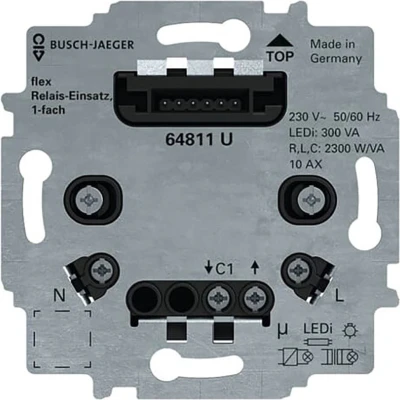 Afbeelding van ABB Busch Jaeger flex relaissokkel 1 voudig 3 draads (nuldraad vereist) (64811U)