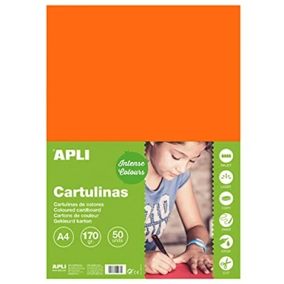 Afbeelding van Apli 14238 50 vellen kartonpapier, kleur: Oranje, formaat: A4