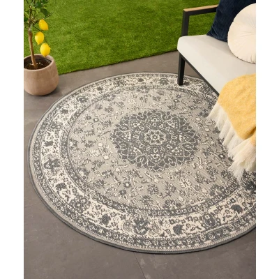 Afbeelding van Rond Vintage Buitenkleed Flip Agnes Grijs 200 Cm