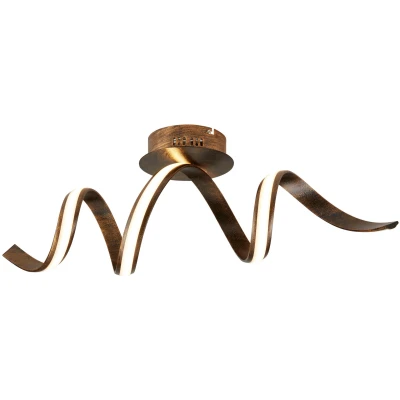 Afbeelding van Searchlight Ribbon Plafondverlichting 78 X 21 26 Cm 25W Dimbare LED Incl. Rustiek Bruin