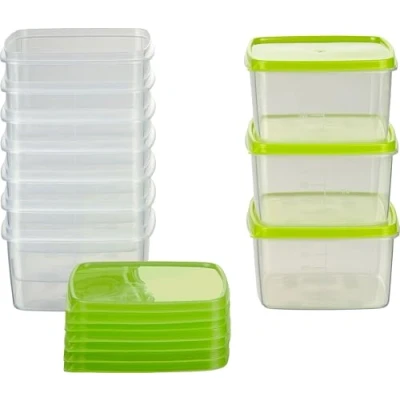 Afbeelding van MiraHome Vershouddoos vriescontainer Oostenrijk Quality 11x11x6,4 cm 0,5L vierkant (10 stuks) groen