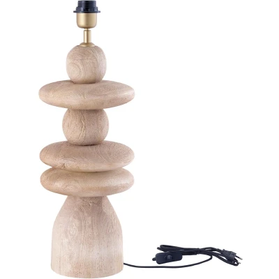 Afbeelding van PTMD Callain Natural mango wood table lamp base round