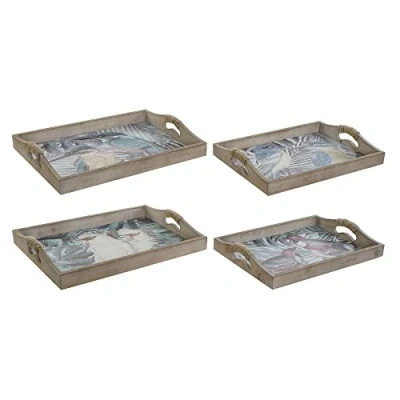 Afbeelding van Dienblad DKD Home Decor MDF Groen Multicolour Hout (40 cm) x 30 (2 pcs) 6