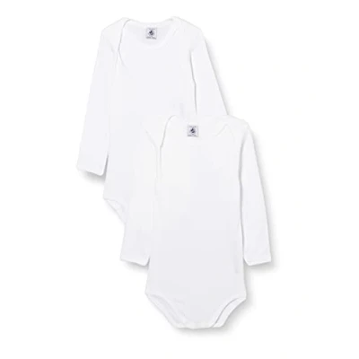 Image de Petit Bateau, Lot de 2 bodies unis manches longues bébé en coton, Variante 1, 0 3 mois
