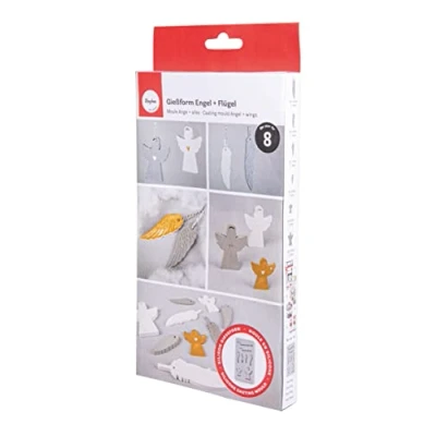 Afbeelding van Rayher Siliconen gietvorm engel + vleugels, 8 vormen voor hanger, om uit te gieten met creatief beton, Art Resin giethars, Raysin gietpoeder, 36115000, grijs, 26 x 14,5 1 cm