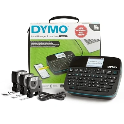 Afbeelding van DYMO LabelManager Executive 640 CB draagbare labelprinterkit met draagtas en 3 labelcassettes compacte AZERTY labelmaker Bluetooth &amp; USB connectiviteit compatibel D1 labels