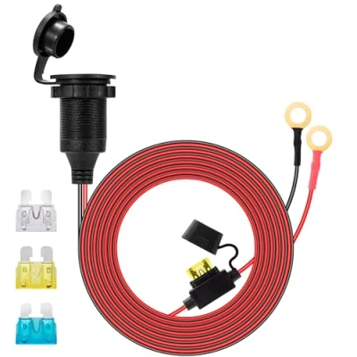 Afbeelding van GUNGY sigarettenaansteker met verlengkabel 3 meter 14 AWG auto 12 V/24 V DC waterdicht geïnstalleerd 20 A zekering voor boot motorfiets
