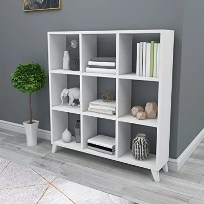 Image de Bibliothèque Svedala à 9 compartiments de rangement 100 x 88 20 cm blanc [en.casa]