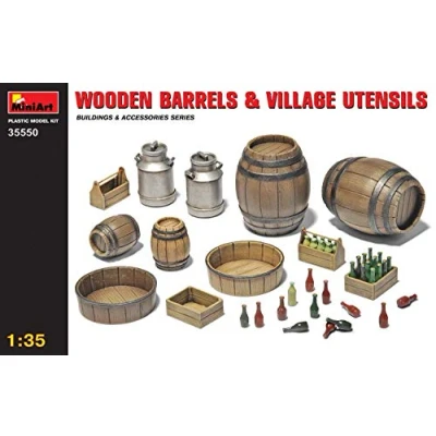 Afbeelding van 1:35 MiniArt 35550 Wooden barrels &amp; Village utensils Plastic Modelbouwpakket