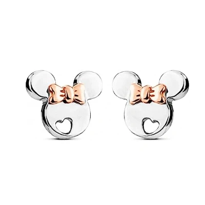 Afbeelding van kaguyo Zilveren oorbellen voor meisjes, roségoud verguld 925 sterling zilver kleine schattige muis vrouwen meisjes kinderen, Zirkonia, Aquamarijn