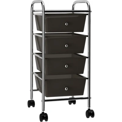 Afbeelding van Opbergtrolley met 4 lades mobiel kunststof zwart