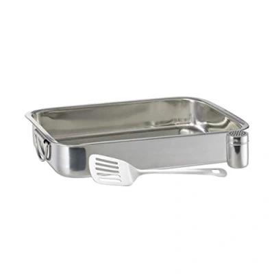 Afbeelding van Relaxdays ovenschaal set roestvrij staal lasagneschaal strooier spatel zilver