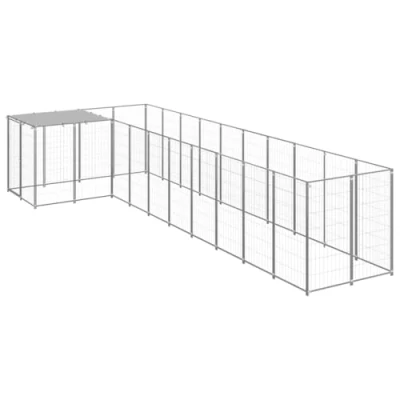Afbeelding van vidaXL Hondenkennel 7,26 m² staal zilverkleurig