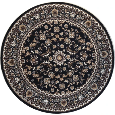 Afbeelding van Nain Klassiek Laagpolig Oosters Vintage Vloerkleed Tapijt Zwart rond Polypropyleen 240 cm