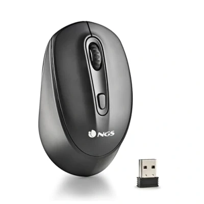 Image de NGS Smog RB Souris droitiers et gauchers optique 4 boutons sans fil 2.4 GHz Bluetooth 3.0 5.0 récepteur USB noir