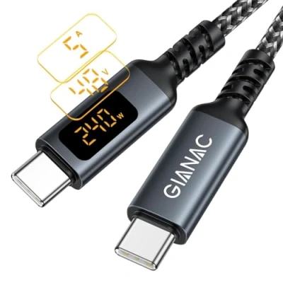 Afbeelding van USB C naar kabel 240W [2M] PD QC 4.0 48V/5A type snellaadkabel met led display voor iPhone 15, MacBook Pro, Air, iPad Galaxy S24/S23/S22/S21,