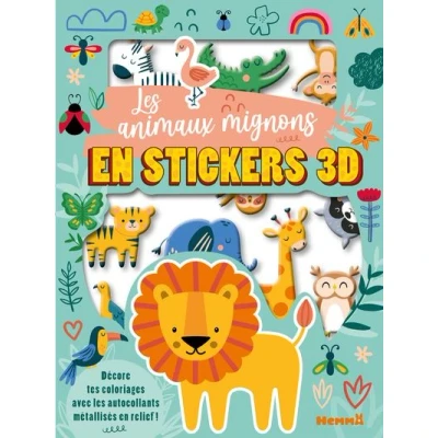 Image de Mes colos et stickers 3D les animaux mignons en Décore tes coloriages avec autocollants métallisés relief !