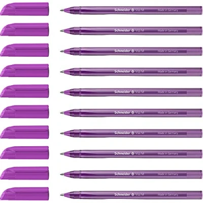 Image de Schneider 102208 Vizz Lot de 10 stylos à bille pour écriture facile et rapide Violet
