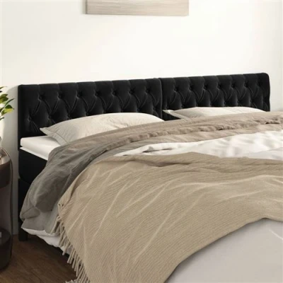 Afbeelding van Hoofdborden 2 st 100x7x78/88 cm fluweel zwart