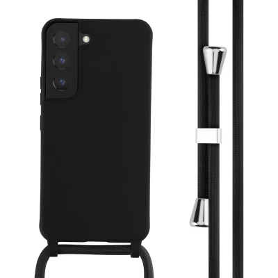 Afbeelding van iMoshion hoesje met koord Geschikt voor Samsung Galaxy S22 Siliconen design Zwart / Sky Black