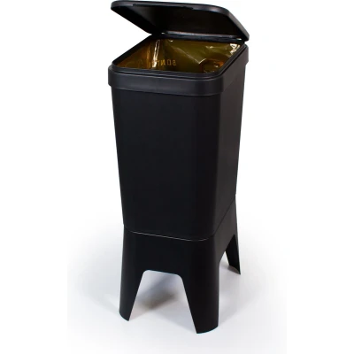 Afbeelding van Bonton Circubin Afvalbak Dichte deksel gerecycled PP 40l 76x30x41cm zwart 1 stuks