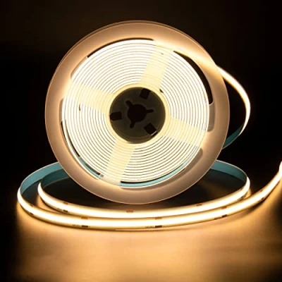 Afbeelding van PAUTIX COB ledstrip, warmwit, 2700 K, DC24 V, 2 m, 480 leds/m, CRI90 + flexibele ledstrips, voor keukenkast, doe het zelf, verlichtingsproject thuis (voeding 24 V niet inbegrepen)