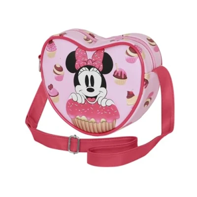 Afbeelding van Disney Minnie Mouse Muffin Casual Heart schoudertas, roze, 21 x 15,5 cm, één maat, schoudertas in hartvorm, hartvorm