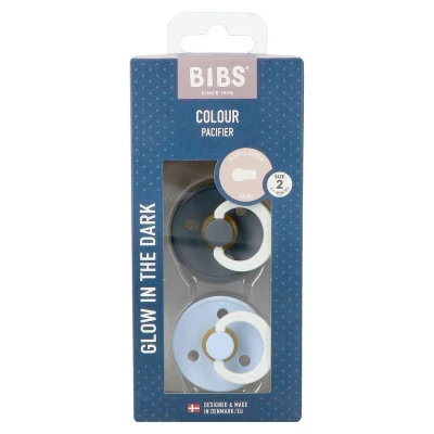 Image de Bibs 2 Sucette Duo Glow Dark Iron&amp;baby Blue