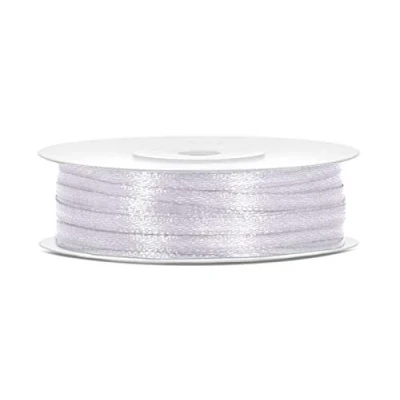 Afbeelding van Partydeco Satijn lint Wit 3mm/rol 50m