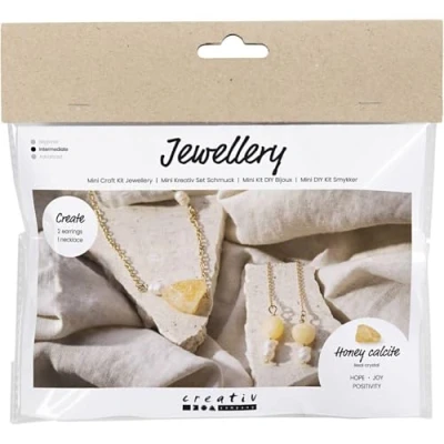 Afbeelding van Creativ Company Mini Hobbyset Sieraden Honingcalciet Ketting en Oorbellen
